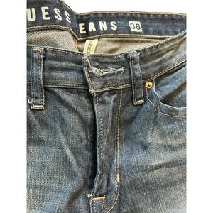 Guess Brit Rocker Men Slim‎ Straight Fit Jeans 36x32 (34) Med Wash Lite Distress